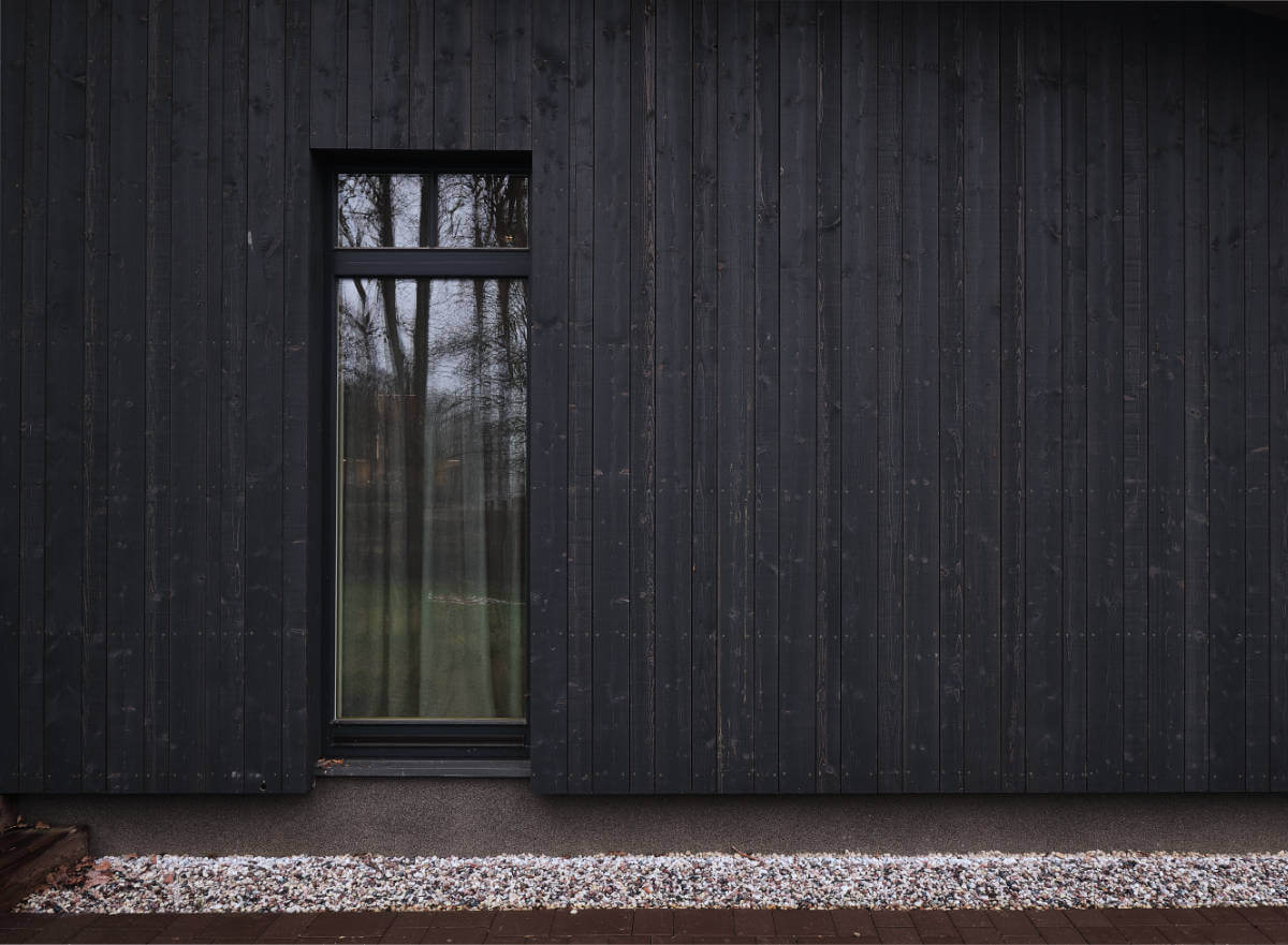 Black and white wood facade