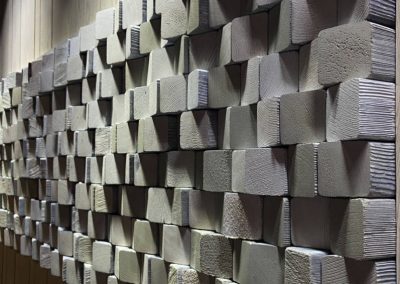 Interior wood panel for sound absorption, hand made